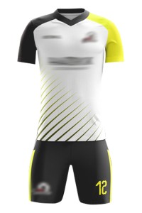 大量訂製美式足球服套裝 設計撞色袖V領間條短褲足球服 足球服套裝製衣廠  FJ015